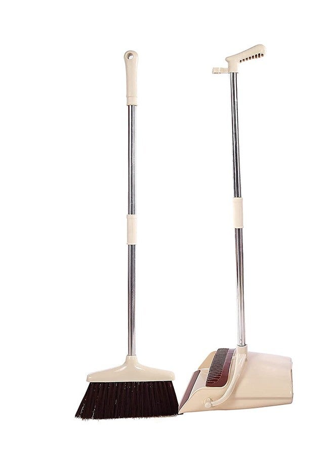 SQUICKLE Broom and Dustpan with Dust Pan with Long Handle || Broom and Dustpan Set || Long Handle Plastic Broom with Dustpan for Home and Office Cleaning (Pack of 1) (Broom and Dustpan) - Image 1
